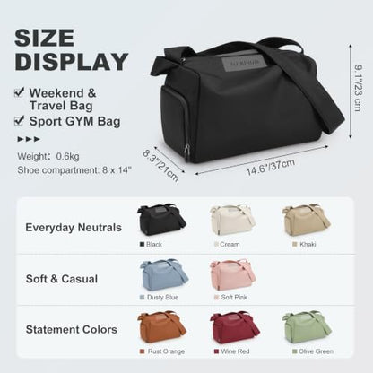 Womens Mini Gym Bag with Shoe Compartment 20L, Black - color: Black
