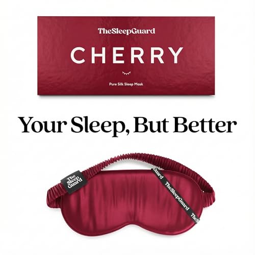 TheSleepGuard Pure Silk Sleep Mask [100% 6A Mulberry Silk, 22 Momme] Light Blocking Travel Essentials. Eye Masks for Sleeping. Black Oeko-Tex Blindfold. Eye Covers for Men & Women - color: Cherry Red