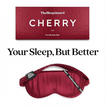 TheSleepGuard Pure Silk Sleep Mask [100% 6A Mulberry Silk, 22 Momme] Light Blocking Travel Essentials. Eye Masks for Sleeping. Black Oeko-Tex Blindfold. Eye Covers for Men & Women - color: Cherry Red