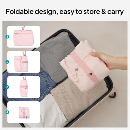 TOPEAST Foldable Tote Bag for Women with Yoga Mat Holder,Travel Tote Bag with Water Bottle Pocket,Lightweight Workout Gym Bag - color: Pink