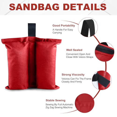 ABCCANOPY Canopy Weights 120 LBS Tent Sand Bags,4-Pack Red(No Sand) - color: Red, size: 120 LBS