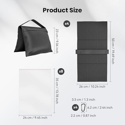 4 Pack Sandbags Heavy Duty Weight Bags with 8 Bags & 4 Hooks