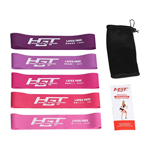 HGT Resistance Bands Set - Latex-Free Booty Bands for Women & Men - Supports Stretching, Yoga, PT, Glutes & Legs Training - Exercise Equipment for Home/Gym Workouts - color: Purple