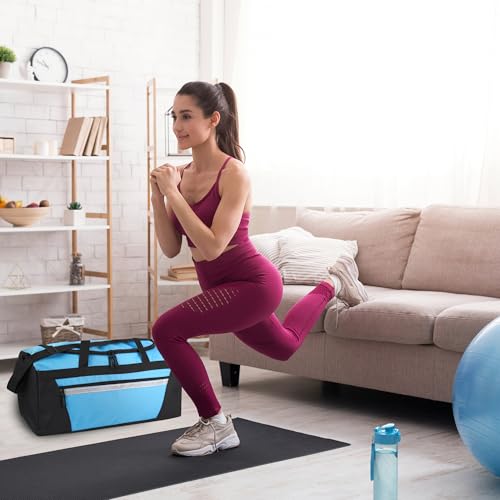 40 Liter, 22 Inch Reflective Duffle Bag with Shoulder Strap for Men, Women, Travel - color: Light Blue