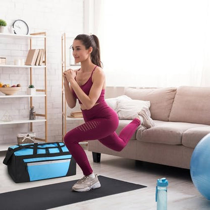 40 Liter, 22 Inch Reflective Duffle Bag with Shoulder Strap for Men, Women, Travel - color: Light Blue