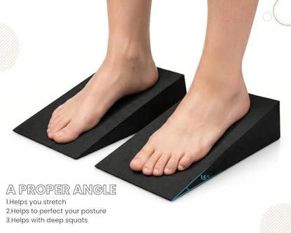 2Pcs Heel Elevated Squat Wedge 15° Incline Workout Wedge for Squats 9.7''x5.9''x2.6'' Foot Wedges for Exercise,Calf Stretching and Physical Therapy (Fit US 6–6.5 Women)