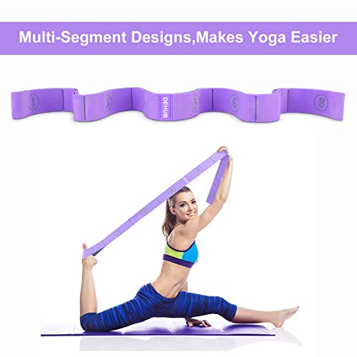 Stretch Strap, Elastic Yoga Stretching Strap, Multi-Loop for Physical Therapy, Pilates, Yoga, Dance & Gymnastics Exercise and Flexible Pilates Stretch Band - color: Purple