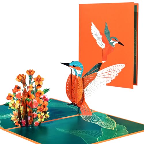 3D Hummingbird Pop Up Card Mother’s Day Card Happy Birthday Card Anniversary Card Valentine Card Thank You Card with Envelope and Blank Note. - color: Hummingbird