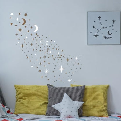 Keluna Star Stencils for Wall Decor - 16 Pcs Reusable Star Moon Zodiac Constellation Stencils for Wood, Canvas, Furniture - style: star