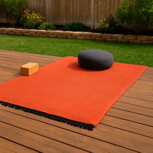 Open Road Goods Solid Color Mexican Yoga Blanket – Large Handwoven Throw for Yoga, Beach, Camping or Home – Soft and Durable Cotton Blend - color: Rust