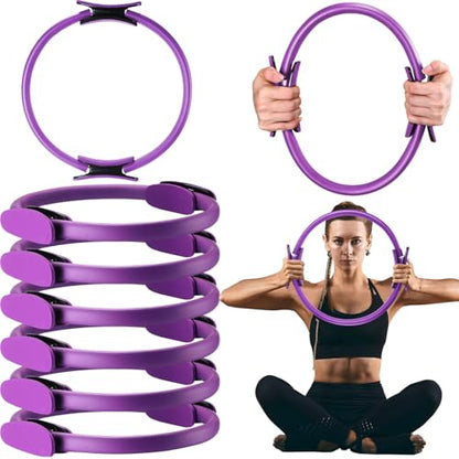 Syhood Pilates Ring 11. 81 Inch Pilates Circle Yoga Ring Magic Lightweight Flexible Workout Equipment for Fitness Physical Therapy Resistance Exercise Arms Legs - color: Purple