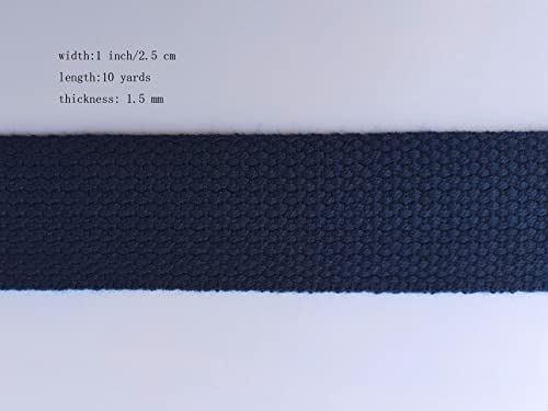1 Inch Cotton Webbing 10 Yards Cotton Strap for Tote Canvas Bags Crafts Sewing (2019 Navy Blue) - color: 2019 Navy Blue
