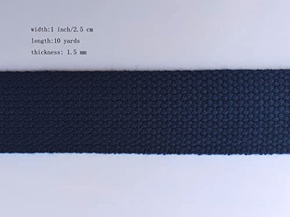 1 Inch Cotton Webbing 10 Yards Cotton Strap for Tote Canvas Bags Crafts Sewing (2019 Navy Blue) - color: 2019 Navy Blue