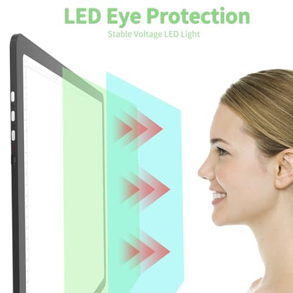 KOBAIBAN Rechargeable A3 Light Board for Diamond Painting, 4000mAh Diamond Art Light Pad with Physical Buttons, 6-Level/Stepless Dimming, Magnetic Light Board for Tracing, Drawing & Weeding Vinyl - size: A3
