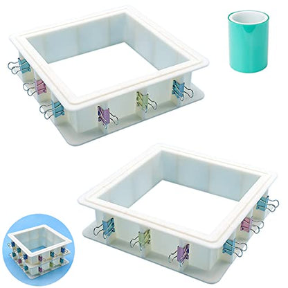 2-Pack Adjustable Mold-Housing for Silicone Molds，Rubber Mold Making Kit | Housing Frame for DIY Candle, Soap, and Resin Molds，Silicone Mold for Resin Mold Making Silicone Rubber