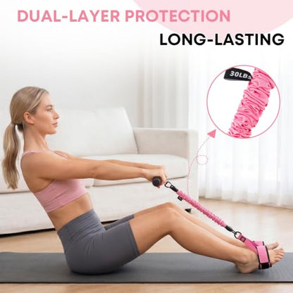 Multifunctional Foot Pedal Resistance Band Set 30-90LB | Sit Up Assist Strap, Adjustable Strength Home Gym Fitness Equipment for Full Body Workout – Portable Home Gym for Men & Women