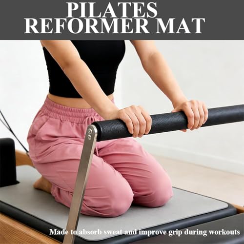 QCWN Non-Slip Pilates Reformer Mat Cover, 39" x 24" Pilates Machine Towel with Headrest Cutout, 0.8mm Sweat-Wicking Micro-Suede Foldable Mat for Female Pilates Enthusiast Exercise Matfor Pilate Training Yoga - color: Grey