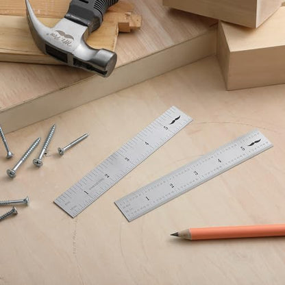 Mr. Pen- Machinist Ruler, 6 Inch, 2 Pack, Stainless Steel Imperial | Precision Measuring Tool, 1/8", 1/16", 1/32", 1/64" Graduation for Engineering, Carpentry, Drafting, Office, School - style: 6 inch, 2 Pack 1/8-1/64 Graduation