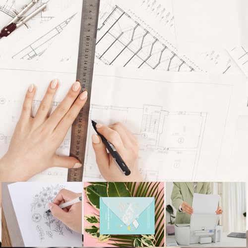 100 PCS 11x17 Inch Translucent Vellum Paper 60 GSM Drafting Vellum Tracing Paper Sheets White Translucent Invitation Paper for Drawing Sketching Wedding Architecture Building Ink (Can't Print) - color: clear