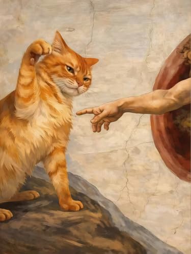 BYGFHLYW 5D Diamond Painting Kit for Adults, Cat Parody Diamond Art Kits | DIY Full Round Drill Cartoon Gem Painting Paint by Diamonds Relaxing Craft for Home Wall Decor 12x16inch - color: KM1266-1
