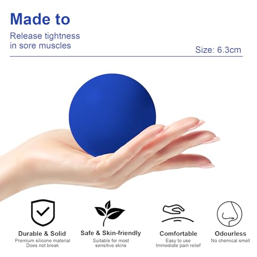 Physical Massage Therapy Ball Set: Lacrosse & Spiky Ball Set for Stress Relief, Muscle Therapy, Myofascial Release, Portable Pain Relief Tool for Gym Office Home Use (Blue-Blue) - color: Blue-blue