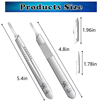 40 Pieces Scalpel Blades #11#23 Scalpels Surgical with 2PCS #3#4 Handle & Storage Box,Individually Wrapped High Carbon Steel Blades for Sculpting, Cutting,Crafts & More - style: 42PCS