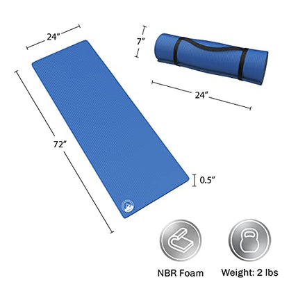 Foam Sleeping Pad - Lightweight Mat for Camping, Cots, Tents, Backpacking, and Yoga - Non-Slip and Waterproof with Handle by Wakeman - color: Blue
