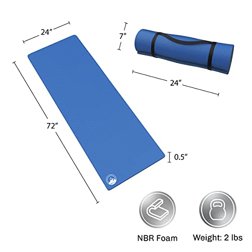Foam Sleeping Pad - Lightweight Mat for Camping, Cots, Tents, Backpacking, and Yoga - Non-Slip and Waterproof with Handle by Wakeman - color: Blue