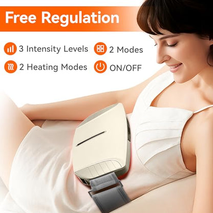 Double Disc Abdominal Massager with Heat, Stomach Massager for Digestion | Belly Cellulite Massage for Flattening Belly, Relieves Discomfort Caused by Bloating, Constipation,Stomach Pain