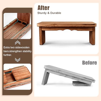 Folding Yoga Meditation Bench - Yoga Kneeling Bench for Adult, Wooden Zen Meditation Stool Kneeling Bench for Yoga Practice (Dark Brown) - color: Dark Brown