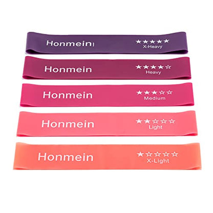 Resistance Bands for Working Out,Exercise Bands with 5 Resistance Levels - color: Pink