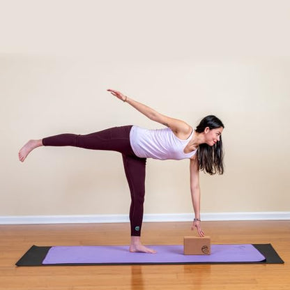 Cork Yoga Blocks 2 Pack – High Density Natural Cork Blocks for Yoga, Pilates, Stretching, Balance & Flexibility