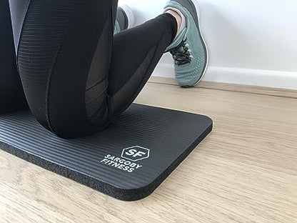 Yoga Knee Pad 0.6 inch Thick Pilates Yoga Knee Pad Cushion your knees Also support Elbows Forearms - color: Black