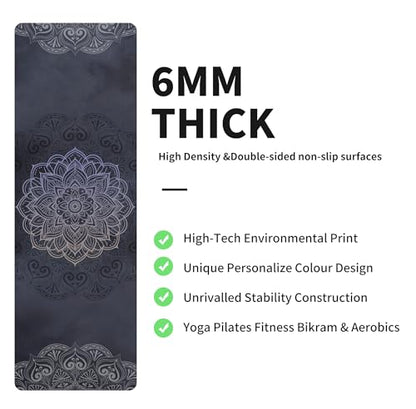 nuveti Yoga Mat Print Extra Thick TPE Non Slip Fitness Exercise Mat with Carrying Bag,72"x24" Extra Thick 6MM Exercise & Workout Mat for Yoga, Pilates Fitness and Floor Exercises - color: ManTuoLuo5