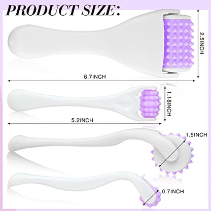 Tondiamo 2 Pcs Muscle Roller Portable Small Silicone Massager Roller Deep Tissue Muscle Massage Stick Cellulite Remover Scar Tissue Massager for Relief Face Neck Arm Back Leg(Purple,Silicone) - color: Purple, style: Silicone