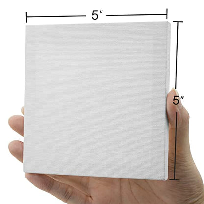 AUREUO Mini Stretched Canvas - 5x5 Inch/24 Pack - 2/5 Inch Profile Tiny Square Canvas Boards for Painting - Art Gift Set Bulk Pack Canvases for Acrylic Halloween Painting & Craft - size: 5"x5"