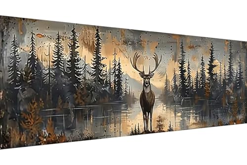 COHAYISY The Deer Diamond Painting Kits for Adults, Wild Animals Diamond Art Kits for Adults Beginners, 5D DIY Paint with Diamonds Gem Art Dots Set for Home Wall Decor 12 x 35.43 Inch - color: 25- 57 Forest and Deer