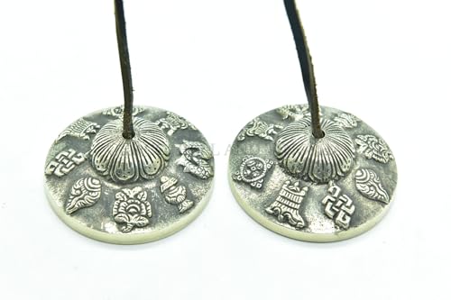 GK&CO Hand Tuned to Key of Om 3 Inch- Tingsha Tibetan Bell (Chimes) Buddhist Lucky Symbols Hand Made in Nepal