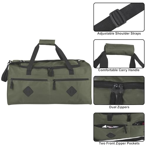 24 Inch 55 Liter Multi Pocket Duffle Bags for Men & Women For Traveling, the Gym, and as Sports Equipment Bag/Organizer - color: Green & Black