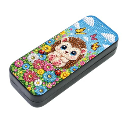 FlyingMage 5D Diamond Art Painting Kit, Hard Shell Eyeglasses Glasses Case | Flower Hedgehog DIY Diamond Dots, Small Gem Art Paint Mosaic Kits, Cute Rhinestone Sunglasses Case for Adults Beginner Women - color: Multicolor Flower Hedgehog