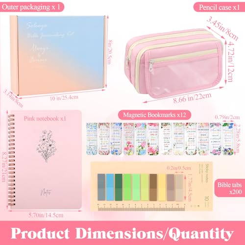 Soleeya Bible Journaling Kit with Box, Women's Bible Study Supplies Journaling Kit, No Bleed Highlighters, Christian Gifts for Women Includes Tabs, Sticky Notes, Magnetic Bookmarks, Pencil Case