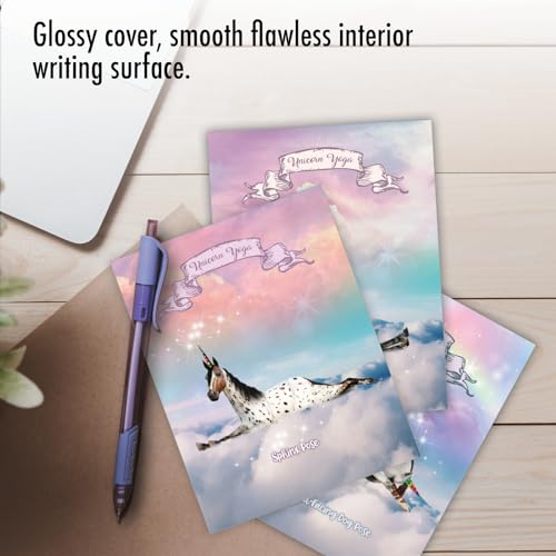 The Best Card Company - 20 Blank Yoga Animal Cards (4 x 5.12 Inch) - All Occasion Set (10 Designs, 2 Each) - Rainbow Unicorn Yoga AM3198OCB-B2x10 - style: Rainbow Unicorn Yoga