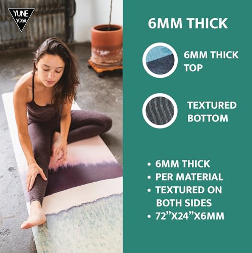 Yune Yoga Southwestern Collection – Red Rocks Sunrise Yoga Mat – 72”x24”, 6mm Thick, Non-Slip, Eco-Friendly PER – Native-Inspired Design for Home & Studio