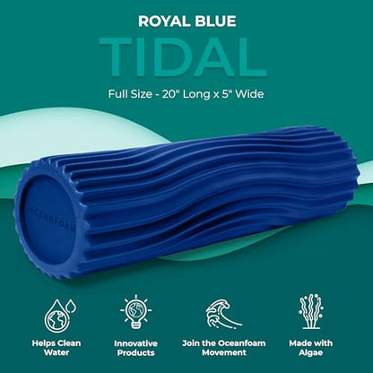 Oceanfoam Tidal Roller - Royal Blue - Muscle Massage Foam Roller for Back Pain & Stretching - Firm and Ergonomic Wide Wave Textured - Yoga, Athletics, & Wellness - Full Size, 20" x 5" - color: Royal Blue