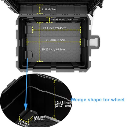 Regetek Waterproof Hard Case 32 x 25 x 18 Inch, Equipment Roller Case with Wheels,Customizable Foam, for Electronic, Tool, camera, lenses, Camcorder,Drone, IP67, Shockproof, Inner 25.8" x19.2" x 15.1"