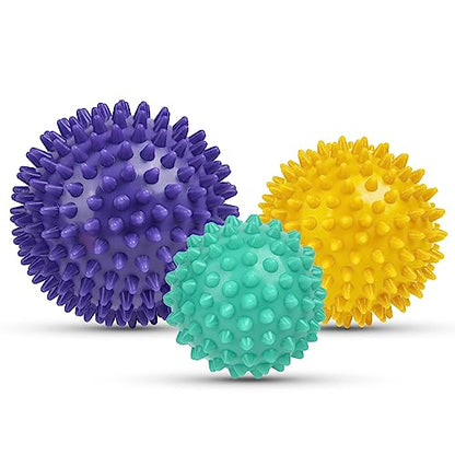 URAQT Spiky Massage Ball, 3 Pack Hard Spiky Massage Ball Roller Set, Professional Physical Therapy Massage Balls for Myofascial Release, Trigger Point Deep Tissue Massage, Plantar Fasciitis Recovery - color: 3pcs-a