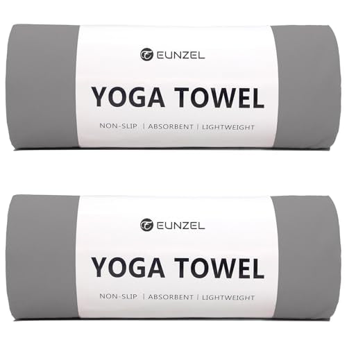 Eunzel 2 Pack Hot Yoga Towel Non Slip Yoga Mat Towel Non-Slip Sweat Absorbent Microfiber Towel for Hot Yoga, Pilates and Workout 72" x 26.5",Dark Grey - color: Z-dark Grey(2 Pack )