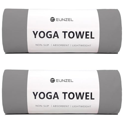Eunzel 2 Pack Hot Yoga Towel Non Slip Yoga Mat Towel Non-Slip Sweat Absorbent Microfiber Towel for Hot Yoga, Pilates and Workout 72" x 26.5",Dark Grey - color: Z-dark Grey(2 Pack )
