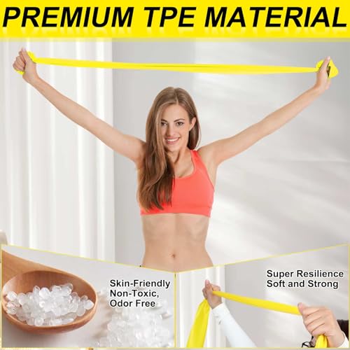 DEEKIN 10 Pcs Resistance Bands Professional Exercise Elastic Bands Latex-Free Yoga Starter Set for Pilates, Physical Therapy, Strength Training, Yoga, Working Out for Women Home Gym - color: Yellow, style: 10 Lbs