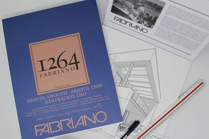 Fabriano 1264 Bristol Smooth Pad, 11" x 14", Glue Bound, 100 lb., 3-Pack - size: 11" x 14", 3-Pack